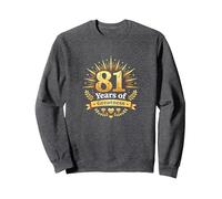 81 Anni di grandezza Regalo di Compleanno Celebrazione Arte Felpa, Unisex per Adulti, Grigio Scuro, L