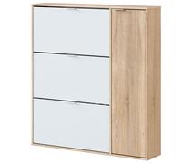 FORES HABITAT Scarpiera 3 Ante / 1 Anta in legno truciolare 115x22x106 cm colore Bianco / Rovere - 017818F Classe