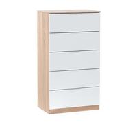 Mobile Cassettiera con 5 Cassetti H110x60x40 Colore Rovere canadian e Bianco