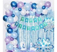 81PCS Palloncini per feste a tema Frozen Gefroren Palloncini di compleanno blu Ghirlanda di palloncini Arco di Compleanno Decorazione di festa