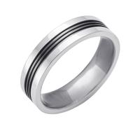 81stgeneration Anello A Fascia Acciaio Inox 6 mm Lucido Increspato Nero Intarsi