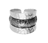 81stgeneration Anello Argento Tribal Karen Hill Martellato Inciso Loto