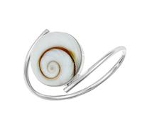 81stgeneration Anello Bypass in Argento Sterling con Occhio di Shiva | Gioielli Mediterranei in Pietra Naturale di Santa Lucia | Anello Regolabile Argento 925 con Conchiglia a Spirale Bianca per Donna