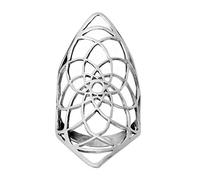 81stgeneration Anello da Donna in Argento Sterling a Forma di Diamante con Loto della Vita | Disegno Traforato della Geometria Sacra | Anello Armatura Oversize
