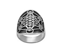 81stgeneration Anello da Uomo in Argento Sterling con Cubo di Metatron | Anello in Argento 925 con Geometria Sacra per Donna | Gioielli da Motociclista Punk Gotico | Anelli Larghi