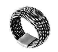 81stgeneration Anello Donna Argento Fine 999 Tribal Karen Hill Largo Tribale Multi-Banda Corda