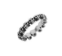 81stgeneration Anello in Argento Sterling con Teschio per Donna | Anello Scheletro Gotico di Halloween in Argento 925 | Cinturino Unisex Spesso Impilabile con TESCHI 3d | Gioielli Punk Stile Vintage