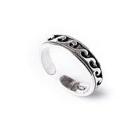 81stgeneration Anello per Dita dei Piedi in Argento Sterling con Motivo a Onde | Anello a Fascia Midi in Argento 925 Stile Anni '90 | Gioielli da Spiaggia Boho per i Piedi da Donna