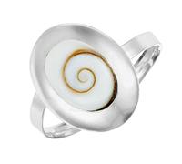 81stgeneration Anello Regolabile in Argento Sterling con Conchiglia Ovale con Occhio di Shiva | Gioielli Mediterranei in Pietra Naturale di Santa Lucia