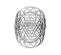 81stgeneration Anello Sri Yantra in Argento Sterling con Disco Grande per Donna | Simbolo di Geometria Sacra in Stile Filigrana | Anello con Armatura Traforata Oversize