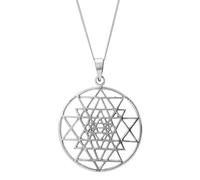 81stgeneration Argento Sterling .925 Collana Pendente Grande Rotondo Sri Yantra