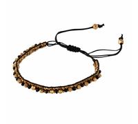 81stgeneration Bracciale in Ottone Sottile Perline Color Oro Nere Sfaccettate