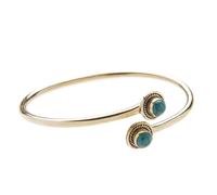 81stgeneration Bracciale Rigido Ottone Etnico con Pietra Turchese Regolabile