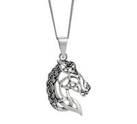 81stgeneration Ciondolo a Forma di Testa di Cavallo in Argento Sterling con Catena a Maglie da 18 Pollici | Collana con Nodo Celtico in Argento 925 per Donna | Design Equestre