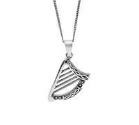 81stgeneration Ciondolo Grande in Argento Sterling a Forma di Arpa Irlandese su Catena a Maglie da 18 Pollici | Collana con Arpa Celtica in Argento 925 per Donna