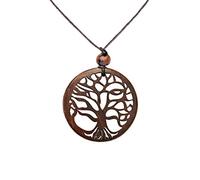 81stgeneration Collana Ciondolo Albero della Vita Cavo Nero Intagliato a Mano Legno Uomo Donna
