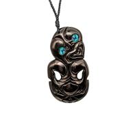 81stgeneration Collana Ciondolo Corno Intagliato Abalone Occhi Hei Tiki Grande