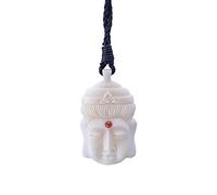 81stgeneration Collana con Amuleto a Forma di Testa di Buddha in Osso Intagliato a Mano per Uomo e Donna | Ciondolo Talismano Spirituale con Terzo Occhio Rosso | Simbolo di Protezione