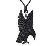 81stgeneration Collana con Amuleto in Argento 925 Intagliato a Mano in Legno Raffigurante Un Totem Dell'aquila per Uomo - Design 3D con Intaglio di Uccelli in Legno | Talismano Sciamanico