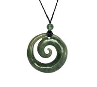 81stgeneration Collana con Ciondolo a Spirale in Giada Nefrite Koru | Collana con Cordino in Stile Maori per Uomo | Amuleto in Pietra Verde Naturale da Donna | Design Tribale Intagliato a Mano