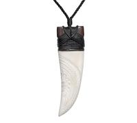 81stgeneration Collana con Ciondolo Unisex Osso Intagliato a Mano in Legno Maori Dente di Squalo Niho