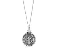81stgeneration Collana con Croce di San Benedetto in Argento Sterling 925, 18 Pollici | Ciondolo con Medaglia di Santo in Argento Massiccio | Collane Religiose per Donne o Uomini