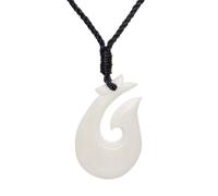 81stgeneration Collana con Pendente In Osso Maori Hei Matau Amo Da Pesca