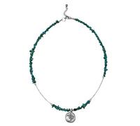 81stgeneration Collana con Perline in Argento Sterling e Turchese per Donna | Collane Ohm con Perline di Pietre Preziose Blu in Argento 925 | Ciondolo Mantra Indù | Regalo Spirituale