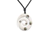 81stgeneration Collana Pendente da Osso Orecchia di Mare Kiwi Koru Croce Sud