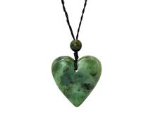 81stgeneration Collana Pendente Giada Nefrite Pietra Verde Cuore d'Amore Maori