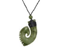 81stgeneration Collana Pendente Giada Nefrite Verde Hei Matau Maori Dettagliato