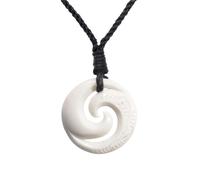 81stgeneration Collana Pendente in Osso Maori Doppio Koru Spirale Swirl
