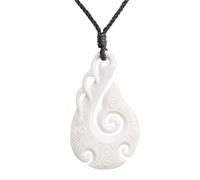 81stgeneration Collana Pendente in Osso Scolpito a Mano Maori Hei Matau Spirale