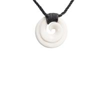 81stgeneration Collana Pendente in Osso Scolpito a Mano Maori Koru Spirale Swirl