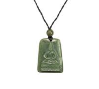 81stgeneration Collana Pendente Intagliato a Mano Giada Nefrite Buddha Seduto