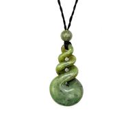 81stgeneration Collana Pendente Intagliato Giada Nefrite Maori Tripla Pikorua
