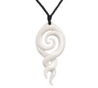 81stgeneration Collana Pendente Osso a Mano Doppio Koru Pikorua Simbolo