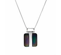 81stgeneration Collana Pendente Quadrato Striscia Nero Acciaio Inox Catena