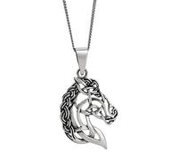 81stgeneration Collana Pendente Unisex Argento Sterling 925 Testa di Cavallo Nodo, 46 cm