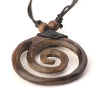 81stgeneration Collana Tribale In Legno Di Cocco Pendente Rotondo A Spirale