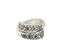 81stgeneration Donna Argento Fine 999 Karen Hill Tribe Anello Avvolgente con Motivo Tribale Inciso