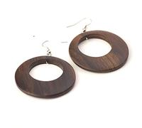 81stgeneration Grandi Orecchini a Cerchio in Legno e Argento Sterling 925 per Donna, 45 mm | Orecchini Fatti a Mano con Dischi di Legno Marrone | Orecchini Pendenti Naturali | Accessori Anni '60
