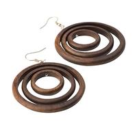 81stgeneration Grandi Orecchini Rotondi in Legno Fatti a Mano con Ganci in Argento Sterling 925 | Orecchini Marroni per Donna | Orecchini Pendenti a Cerchio | Orecchini a Cerchio con Dischi di Legno