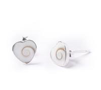 81stgeneration Orecchini a Bottone a Forma di Cuore in Argento Sterling 925 per Donna con Intarsio in Conchiglia con Occhio di Shiva | Gioielli Boho Ispirati All'oceano per San Valentino