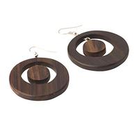 81stgeneration Orecchini a Disco Rotondi in Legno Fatti a Mano con Ganci in Argento Sterling 925 | Grandi Orecchini a Cerchio marrone | Orecchini Pendenti Mod Anni '60 con Dischi di Legno