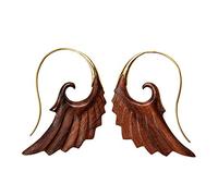 81stgeneration Orecchini a Forma di Ali D'angelo a Spirale in Legno Intagliato a Mano in Ottone Dorato | Orecchini Pendenti in Legno con Simbolico Uccello | Orecchini Tribali con Piume per Donna