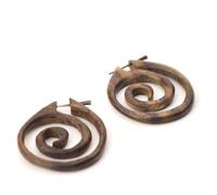 81stgeneration Orecchini a Spirale con Dischi Rotondi in Legno e Perni a Bastoncino | Orecchini Fatti a Mano con Dichiarazione | Orecchini a Cerchio in Legno Rotondo per Donna