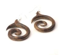 81stgeneration Orecchini a Spirale in Legno Fatti a Mano con Ganci in Argento Sterling 925 | Orecchini Pendenti Rotondi in Legno Marrone | Gioielli Naturali | Orecchini Carini per le Feste