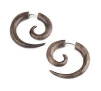 81stgeneration Orecchini a Spirale in Legno | Finti Orecchini Tribali in Legno per Donna | Barelle Finte per Uomo | Orecchini a Cerchio Falsi | Gioielli Surfer Emo | Orecchini Boho Fatti a Mano