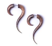 81stgeneration Orecchini a Spirale Lunghi in Legno con Finta Barella per Donna | Tribal Cheater Ear Tapers | Barelle Finte Curve Fatte a Mano per Uomo | Calibri Finti in Legno Boho